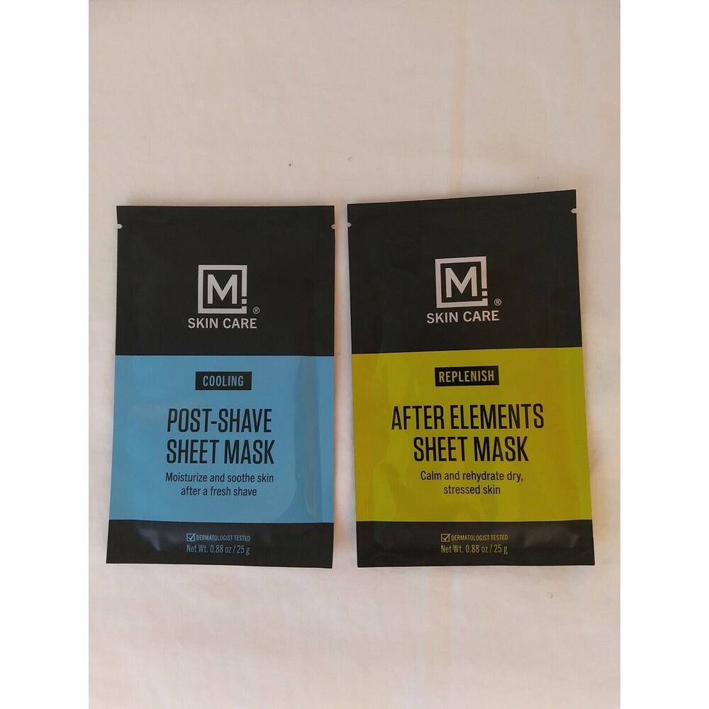 2x M Skin Care Men's Facial Masks Post-Shave + After Elements Sheet Masks